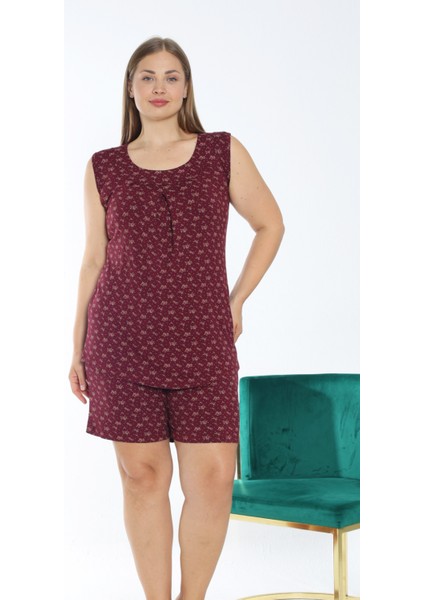 Kadın Askılı Esnek Viskon Büyük Beden Alt Üst Gecelik Takımı