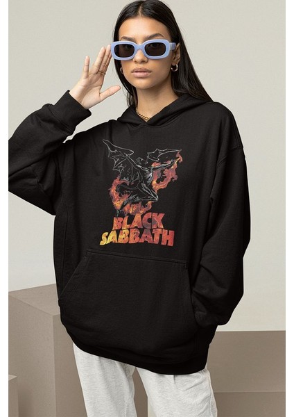 Tasarım Black Sabbath Baskılı Unisex Oversize Rock Metal Hoodie