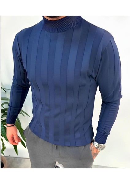Slim Fit Yarım Balıkçı Yaka Triko Kazak