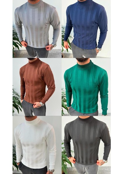Slim Fit Yarım Balıkçı Yaka Triko Kazak
