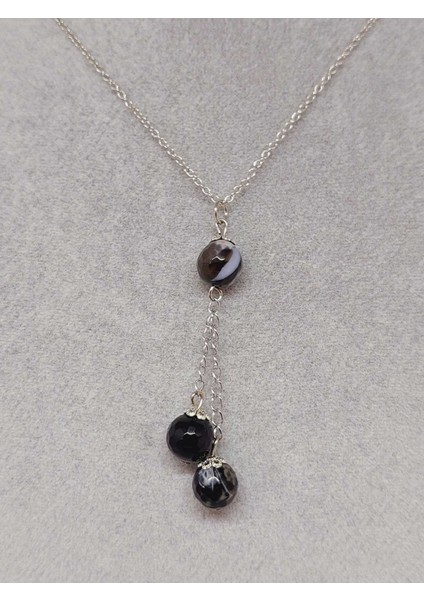 Akik Taşı Zincirli Kolye (22425)