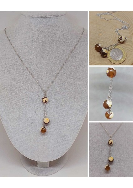 Akik Taşı Zincirli Kolye (22430)