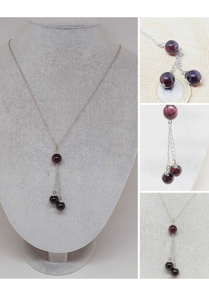 Lal (Garnet-Granat) Taşı Zincirli Kolye (8924)