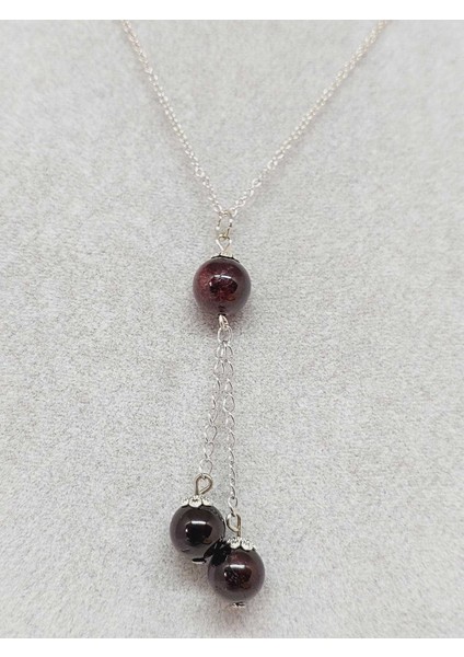 Lal (Garnet-Granat) Taşı Zincirli Kolye (8924)