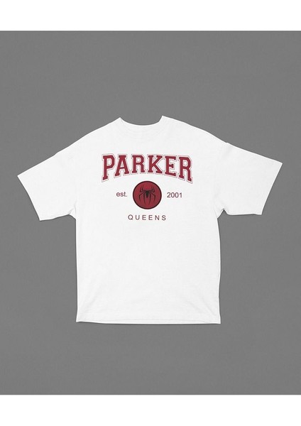 Parker 2001 Queens Yazılı Unisex Oversize Örümcek Adam Tişört