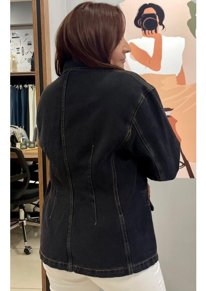 Mevsimlik Düşük Omuz Regular Fit Blazer Kot Ceket.