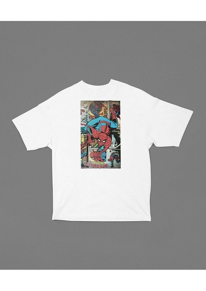 Karikatür Çizim The Amazing Spider-Man Baskılı Unisex Oversize Tişört modelleri