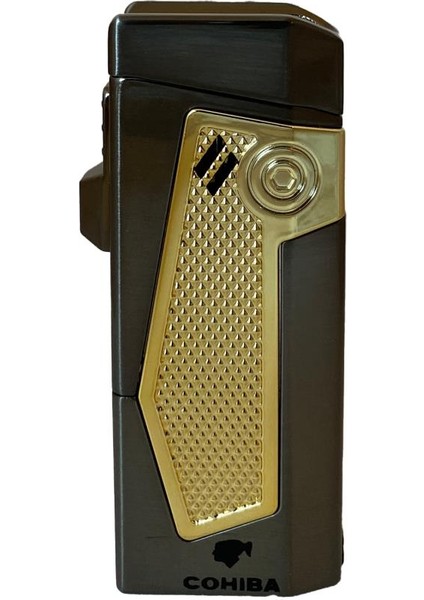 Gunmetal-Gold Dahili Delicili Dört Torch Pürmüz Puro Çakmağı