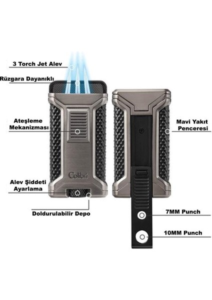 Ascari 3 Torch Pürmüz Kırmızı Puro Çakmağı fiyatları