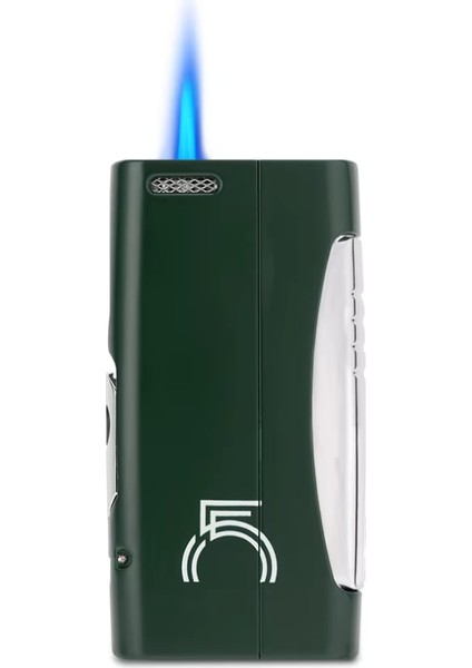 Tek Torch Pürmüz 55. Yıl Özel Üretim Dahili Delicili Yeşil-Gümüş Puro Çakmağı