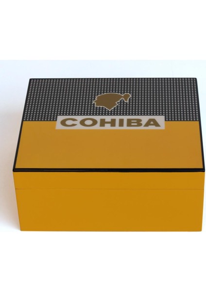 Sarı-Karbon Desenli Puro Humidor Seti