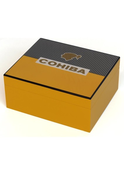 Sarı-Karbon Desenli Puro Humidor Seti modelleri