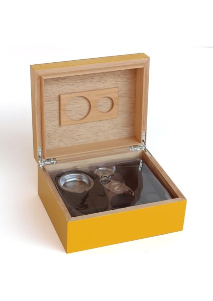 Sarı-Karbon Desenli Puro Humidor Seti indirimleri