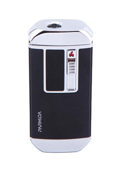 Siyah-Gümüş Multifonksiyonel Çakmak (Tek Torch Pürmüz Puro Çakmağı, Elektrikli Çakmak, Powerbank, El Feneri)