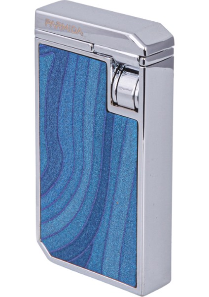 Çift Torch Pürmüz Mavi-Gümüş Ahşap Desenli Metal Puro Çakmağı