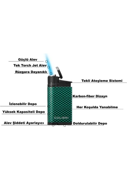 Evo Tek Torch Pürmüz Mavi Karbonfiber Puro Çakmağı fiyatları