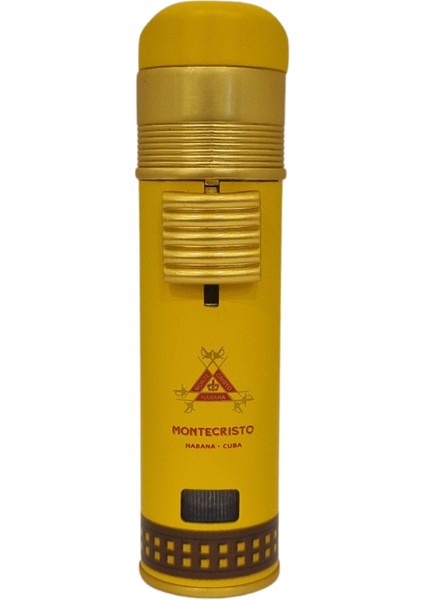 Monte Cristo Özel Üretim 3 Torch Pürmüz Sarı Puro Çakmağı