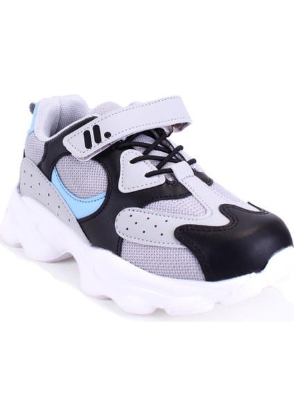 DJA76-AP730 Siyah Gri Ortopedik Günlük Erkek Çocuk Spor Ayakkabı