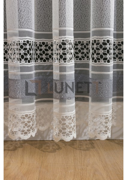 Kullanıma Hazır Ekru Gri Renk Efes Desen (1x3) Sık Pileli Tül Perde modelleri