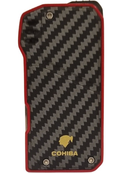Soft Flame Karbon Desenli-Kırmızı Metal Pipo Çakmağı