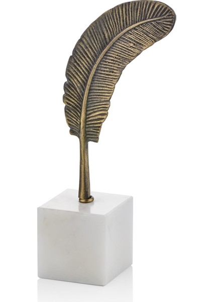 Evza Mermer Küp Üzeri Yamuk Tüy Beyaz Bronz 7*13*27 cm