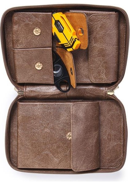 Çakmak Kesicili Gri Deri Puro Taşıma Çantası modelleri