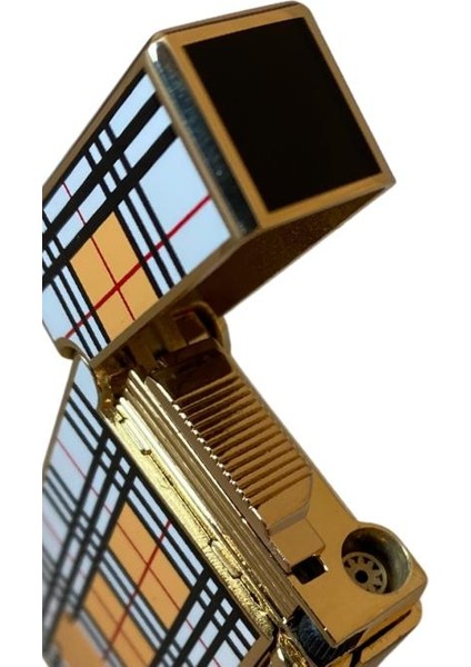 Gold Siyah Beyaz Desenli Tek Torch Pürmüz Puro Çakmağı