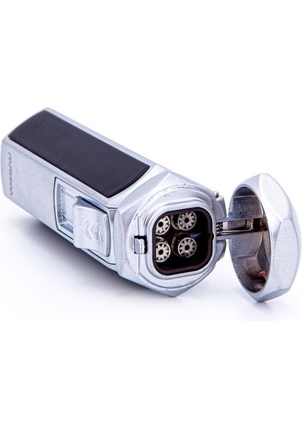 4 Torch Pürmüz Gümüş-Siyah Metal Puro Çakmağı modelleri