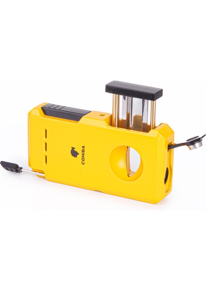 Çift Torch Dahili Açıcı & V Kesici Sarı Metal Puro Çakmağı fırsatları