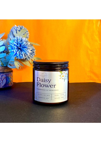 Dekoratif Hediyelik Daisy Flower: Papatya Kokulu Mum, Taze ve Yatıştırıcı Papatya Esansı Malzeme: Doğal Vegan Soya Wax 390 gr (Büyük Boy) fiyatları
