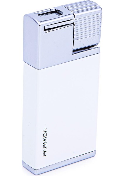 Tek Torch Beyaz Gümüş Metal Puro Çakmağı