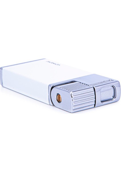 Tek Torch Beyaz Gümüş Metal Puro Çakmağı