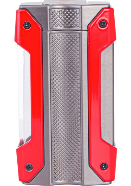 Tek Torch Pürmüz Kırmızı-Gunmetal Metal Puro Çakmağı