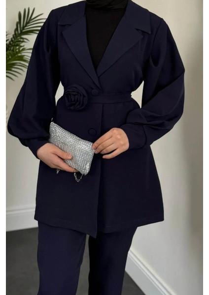 Kadın Bonita Gül Kemerli Astarlı Ceket Takım modelleri