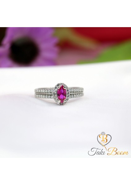 Kırmızı Beyaz Taşlı Markiz Kadın Yüzük, Mekik Kadın Yüzüğü, modelleri