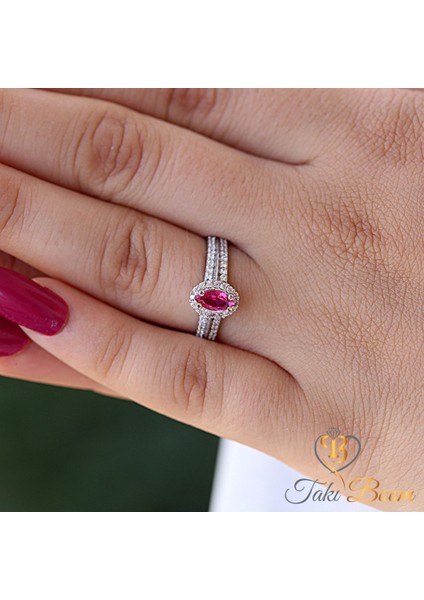 Kırmızı Beyaz Taşlı Markiz Kadın Yüzük, Mekik Kadın Yüzüğü, indirimleri