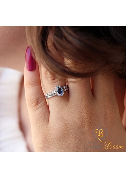 Safir Beyaz Taşlı Markiz Kadın Yüzük, Mekik Kadın Yüzüğü,