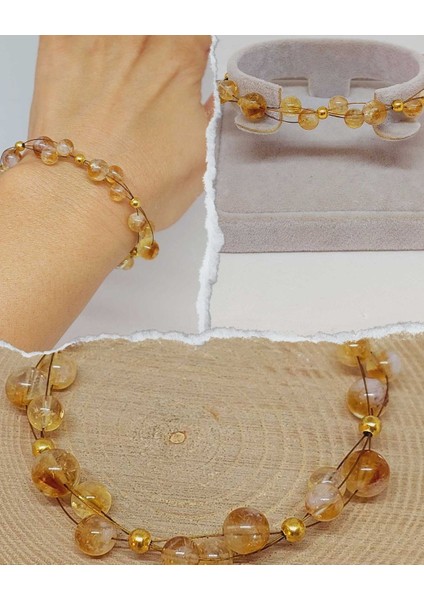 Sitrin Taşı Tasarım Bileklik 6-8mm (55708)