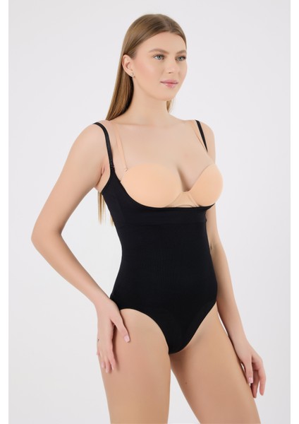 Göğüssüz Slip Zıbın Korse, Şekillendirici Body Atlet Siyah