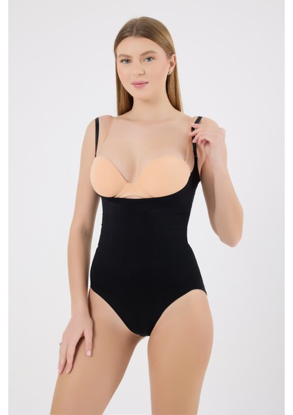 Göğüssüz Slip Zıbın Korse, Şekillendirici Body Atlet Siyah