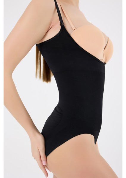 Göğüssüz Slip Zıbın Korse, Şekillendirici Body Atlet Siyah