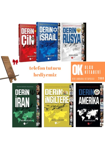 Derin Israil - Derin Çin - Derin Rusya - Derin Iran - Derin Amerika - Derin Ingiltere /6 Kitap Set - Mustafa Güldağı - Telefon Tutucu Hediyeli