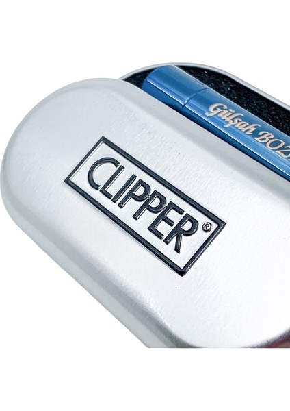 İsme Özel CLİPPER Çakmak Hediyelik Özel Kutulu Deep Blue