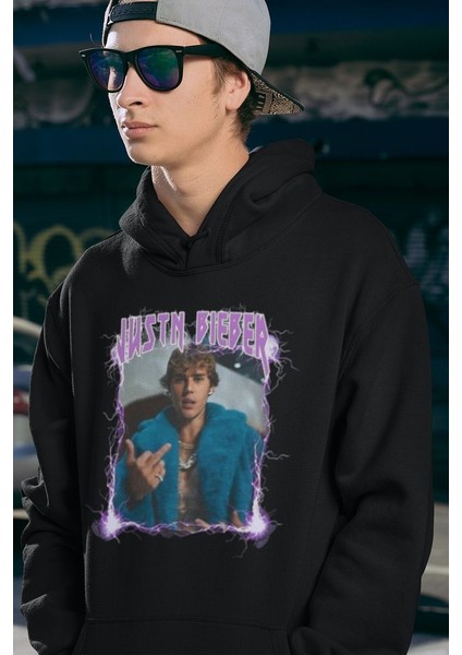 Şarkıcı Justin Bieber Baskılı Unisex Oversize Hoodie