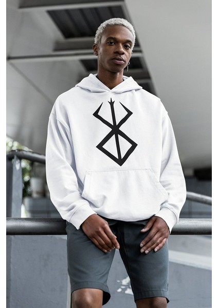 Anime Berserk Logo Baskılı Unisex Oversize Hoodie
