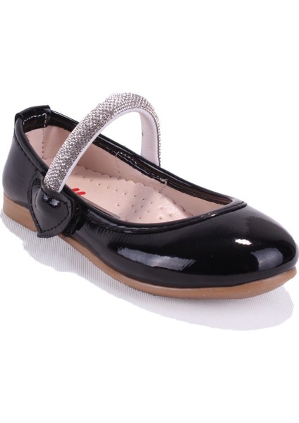 DJA76-HY10005 Siyah Rugan Kız Çocuk Babet Ayakkabı