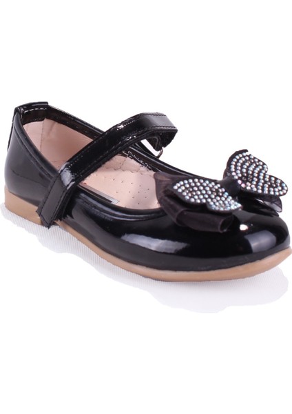 DJA76-HY10002 Siyah Rugan Ortopedik Kız Çocuk Babet Ayakkabı
