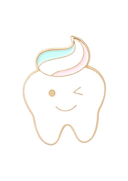 Eğlencili Diş Desenli Medikal Broş P0633