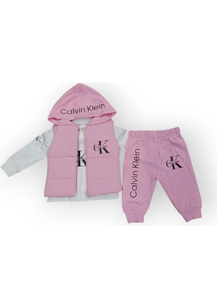Baby Marka Kelvin Desen Baskı Yelekli Üçlü Takım Unisex 6-36 Ay