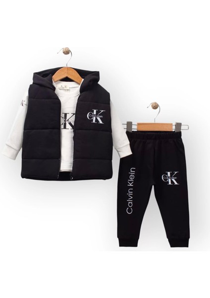 Baby Marka Kelvin Desen Baskı Yelekli Üçlü Takım Unisex 6-36 Ay